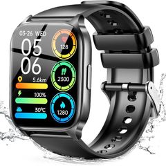 Smart Watch for Men Women, 1.85" Full Touch Screen watches Answer/Make Call, 110+ Sports Modes, Heart Rate Sleep Monitor, Step Counter, IP68 Waterproof Fitness Tracker for IOS Andriod - Black