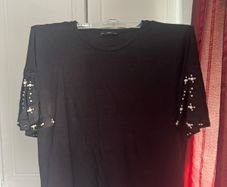 Black F&F top with beads size UK16 EU44 Postage included