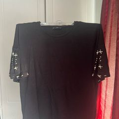 Black F&F top with beads size UK16 EU44 Postage included