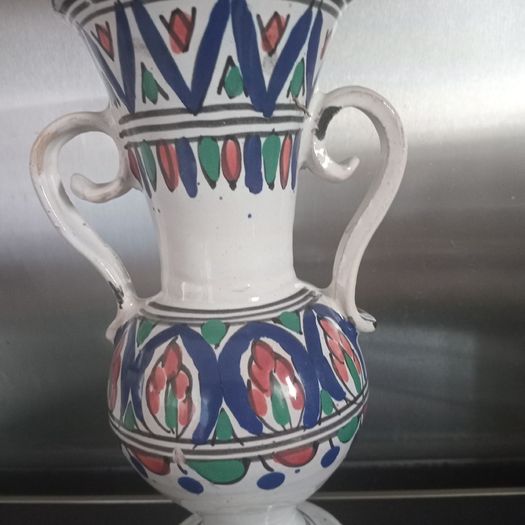 Vintage Portugese Crafted Artisan Hand Painted Vase