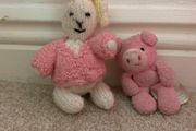 Rabbit teddy and a mini pink teddy