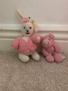 Rabbit teddy and a mini pink teddy
