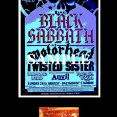 Black Sabbath concert poster Dalymount Football Stadium Dublin 1983 + Ticket A3 Size Replica