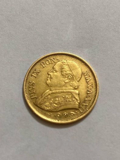 Vatican 1867 10 Lire Gold Coin Papal State  Pius IX Rare