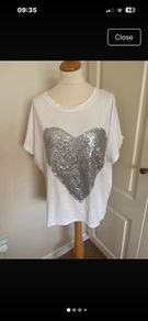 Cotton silver white size 14 heart top