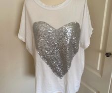 Cotton silver white size 14 heart top