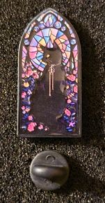 Cat ,stained glass,  pin back badge.
