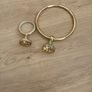 Antique brass effect bath towel rail, hand towel ring and glass holder. Image 4