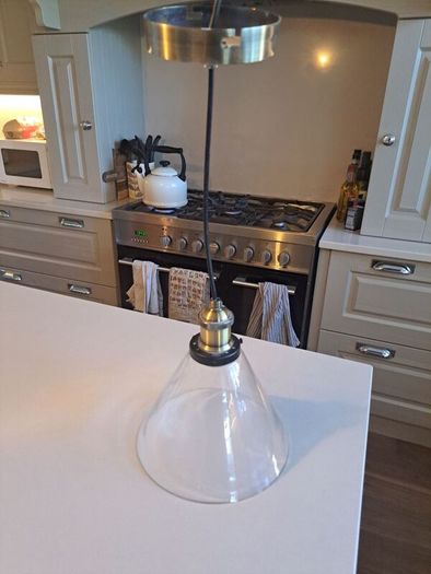 Brass ceiling light pendant with cone clear glass