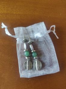 Silver and Green Earrings