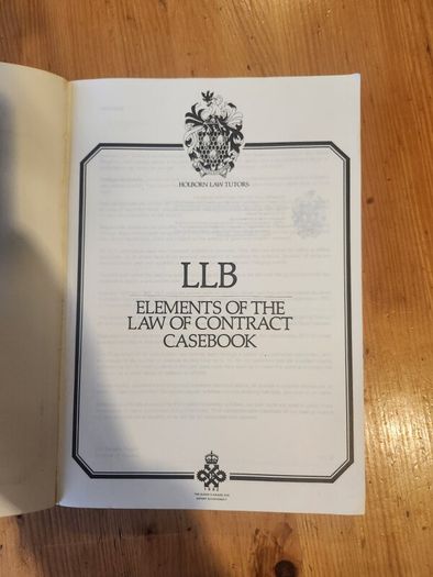 Law Books X 2. Llb Elements Of The Law Of Contract Casebook. Suitable For Law Students Studying For An Llb Elements Of The Law. 2 X First Edition Large Volume Paperback Books In Good Condition.