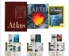 Beautiful Coffee Table Reference Books: Atlas and Earth & Titanic National Geographic Magazine