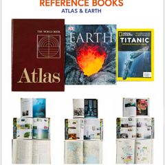 Beautiful Coffee Table Reference Books: Atlas and Earth & Titanic National Geographic Magazine