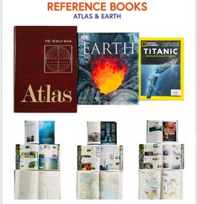 Beautiful Coffee Table Reference Books: Atlas and Earth & Titanic National Geographic Magazine
