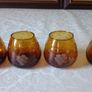For Collectors Rare Vintage 5 Piece J. Albinana Oleria Spain Etched Amber Decanter With Matching Amber Wine Glasses Set Image 7