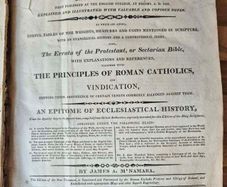 James A. M Namara. Controversial Rhemish Bible. Ireland, Cork City, 1818. The New Testament, Translated From The Latin Uulgate, First Published At The English College, At Rheims, A. D. 1582