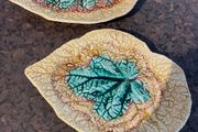 Antique Victorian Majolica Begonia Leaf Plates