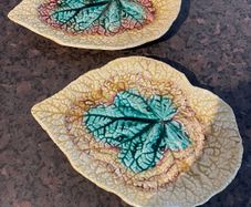 Antique Victorian Majolica Begonia Leaf Plates