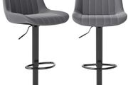 Bar Stools Set of 2 PU leather Waterproof Swivel Barstools with Backrest, Dark Grey