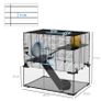 3 Tiers Hamster Cage, Gerbil Cage with Deep Glass Bottom, Non-Slip Ramps, Platforms, Hut, Exercise Wheels, Water Bottle, Dish, for Syrian Hamster, Dwarf Hamster, 60 x 40 x 54.5cm Image 3