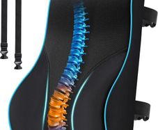 Lumbar Support Cushion, Memory Foam Back Support Cushion Lumbar Support for Office Chair, Car Seat, Recliner, with Extension Strap and Mesh Cover