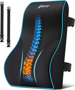 Lumbar Support Cushion, Memory Foam Back Support Cushion Lumbar Support for Office Chair, Car Seat, Recliner, with Extension Strap and Mesh Cover