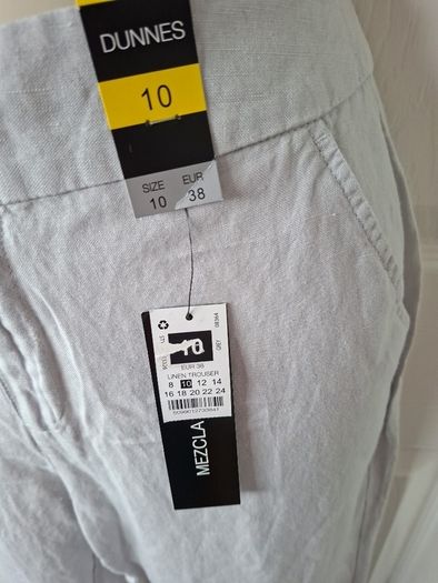 NWT Light Grey Linen blend Trousers Size 10