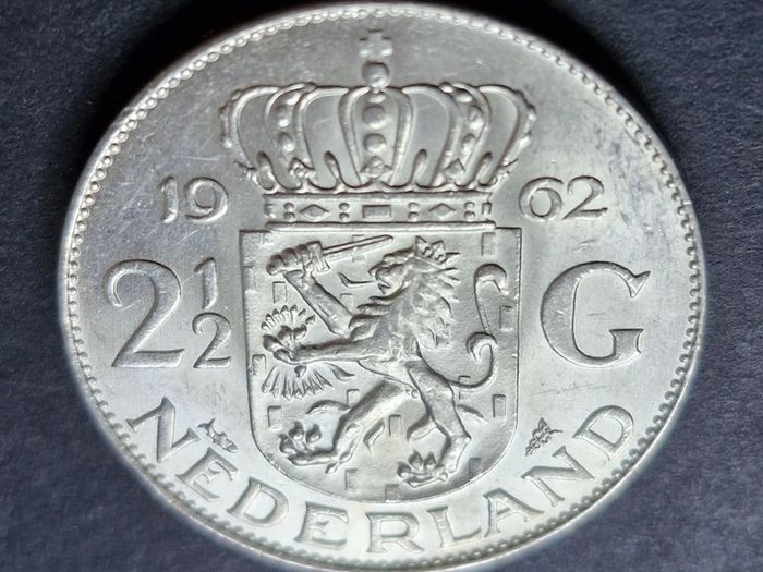 Netherlands 1962 Silver 2 1/2 Gulden - Juliana Unc coin
