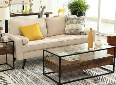 New Industrial Design Tempered Glass Coffee Table - FREE P&P