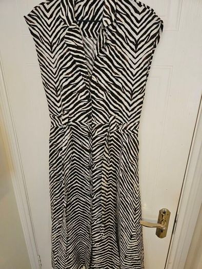 Brown cream zebra print shirt dress size 10-12 (viscose)