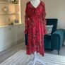 Ladies Red Floral Chiffon Dress with Slip from Primark Image 4