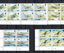 1984 Isle of Man 50th Anniversary of First Official Airmail to the Isle of Man Commemorative Stamp Plate Block 1B1B1B1B Mint Never Hinged (MNH)