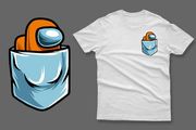 orange impostor in the pocket among us t-shirt imposter among us t-shirt impostor t-shirt