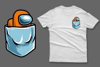 orange impostor in the pocket among us t-shirt imposter among us t-shirt impostor t-shirt