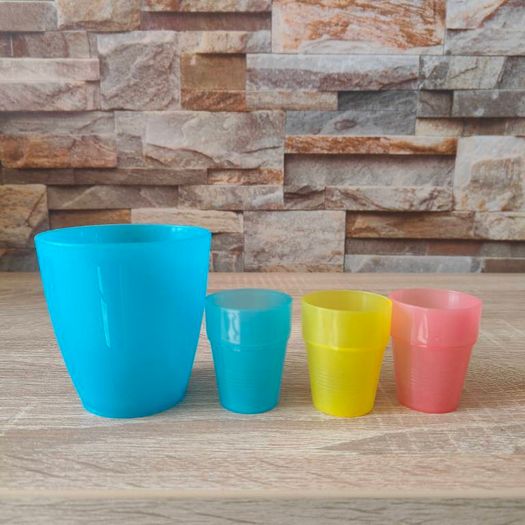 Brand New Plastic Drinking cup and 3 shot glasses