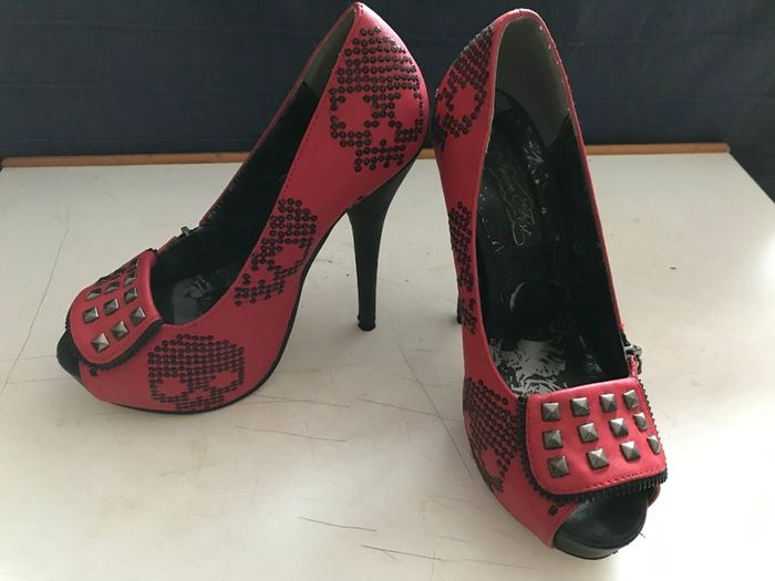 Pre-loved 'Iron Fist'Red/Black Sequins Platform Stiletto Shoes