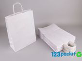 Lot of 100 white carrier bags Eco Friendly bags with twisted handles top quality for take away and retail lot of 100 pcs Small 18 x 8 x 24 cm - 7x3.2x9.5in