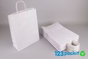 Lot of 100 white carrier bags Eco Friendly bags with twisted handles top quality for take away and retail lot of 100 pcs Small 18 x 8 x 24 cm - 7x3.2x9.5in