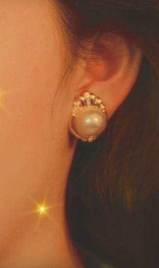 Tasaki Mabe Pearl Gold Diamond Earrings
