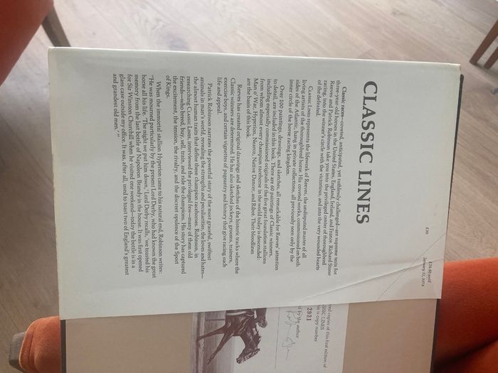 Book - 1st Edition - "Classic Lines: A Gallery of the Great Thoroughbreds"