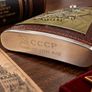 CCCP Style Stainless Steel Hip Flask -Leather /Metal Detail Image 4