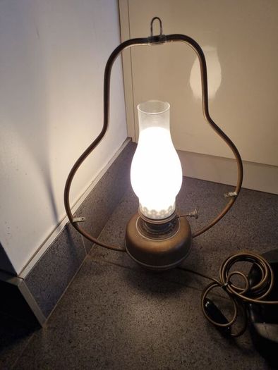 Vintage hanging oil lamp converted to electric