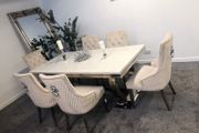 Marble Kitchen Dining Table With 6 Chairs