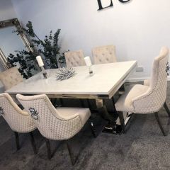 Marble Kitchen Dining Table With 6 Chairs