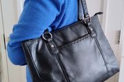 Debenhams genuine black leather handbag in very good condition see last three photos for exact measurements and condition etc FREE TRACKED POSTAGE INCLUDED