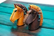 horse head leather keychain
