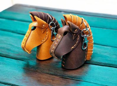 horse head leather keychain