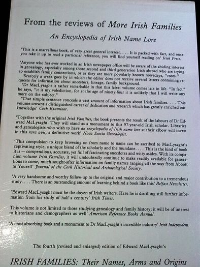 Irish Families Their names arms & origins Ireland Genealogy History