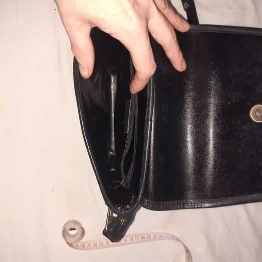 Black leather handbag