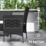 4 Piece Rattan Garden Furniture Sofa Set with Loveseat, Armchairs, Glass-Top Coffee Table and Cushions, Black Image 6